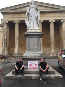 Queen Victoria Statue Steam Cleaned with Doff machine - front full length after cleaning