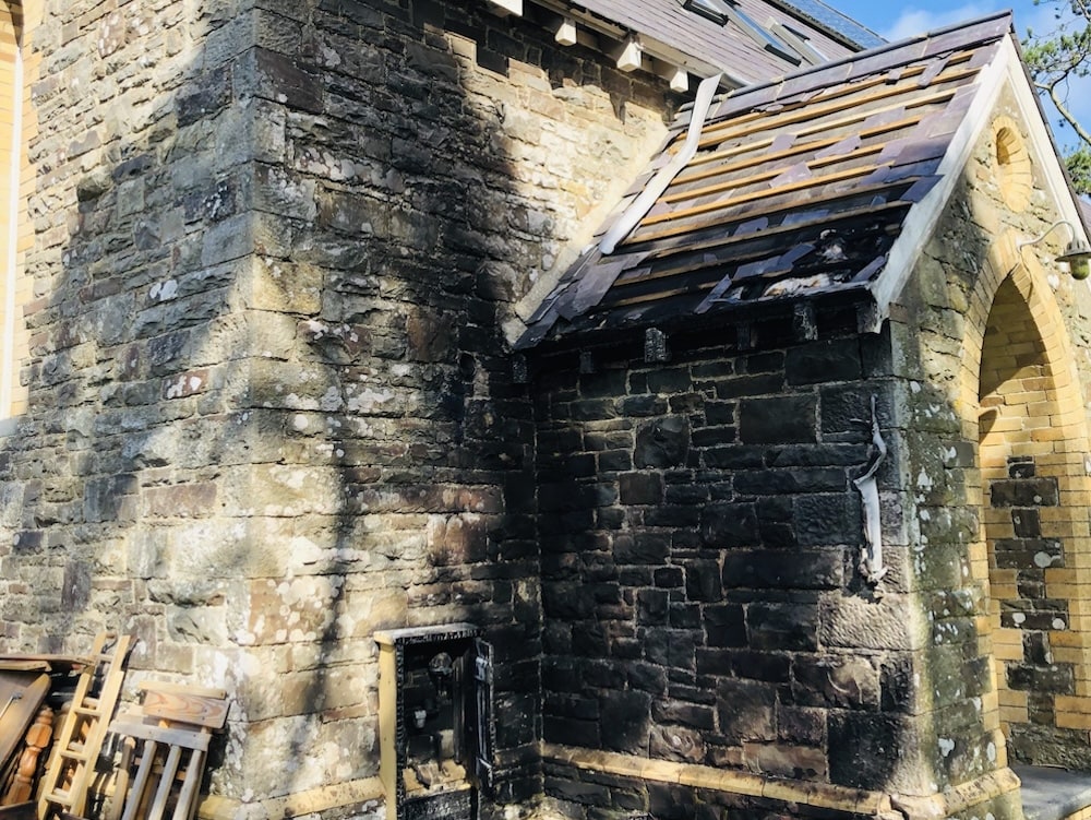 Sandblasting church before image