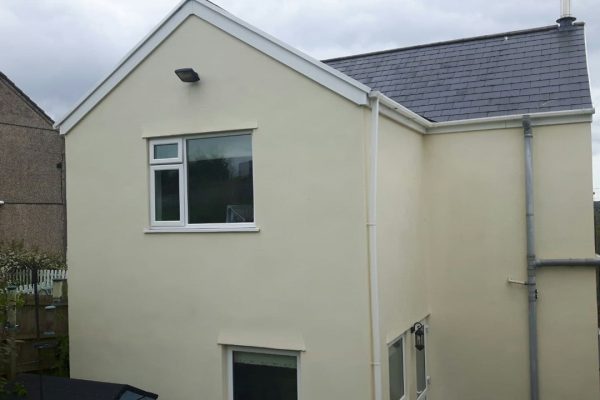 Rear of property extension with k-rend after cleaning