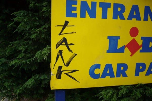 Lidl Sign Graffiti Cleaning - Before
